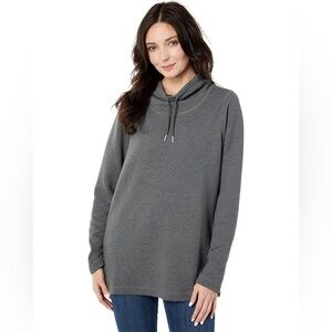 L.L. BEAN “Softlight” Quilted Funnel Neck Sweater Pullover Women’s Gray Large